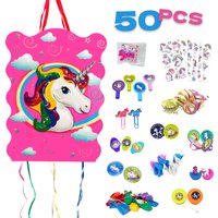 Piñata Cumpleaños Infantil - Piñata + Pack 50 Juguetes de Relleno Piñata - Piñata Cumpleaños - Piñatas Infantiles - Relleno piñatas de cumpleaños infantil - Piñata Unicornio- Piñatas - MANLOZ