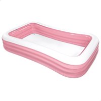 Piscina hinchable rectangular INTEX color rosa, para niños y niñas, piscinas infantiles, medidas 305x183x56cm, capacidad 1050L, incluye parche de reparación