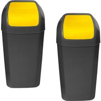 Wellhome Set de 2 Cubos Amarillos - Papeleras con Tapa Basculante 15l/u