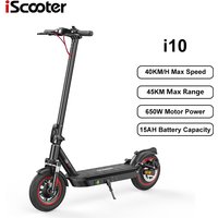 ISCooter i10 Scooter Eléctrico Plegable para Adultos E-Scooter 40 KM/H Patinete Eléctrico 650W Skateboards 36V 15Ah Kickboard