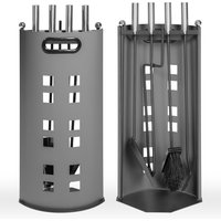 Tectake - Accesorios para chimenea 5 piezas con soporte  Accesorios para chimenea de 5 piezas  Diseño elegante  Resistente a altas temperaturas