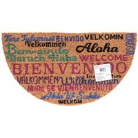 Felpudo de Coco Natural, Absorbente para la entrada de casa, Ideal para Puerta Exterior o Pasillo, Base Antideslizante, Estilo semicircular internacional con medidas 30x55