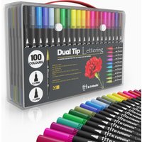 Rotuladores de Lettering |100 Colores  Profesionales | Doble Punta Pincel | Base de Agua | Maletin de Rotuladores de Arte  Lettering | Mandalas | Bullet Journal | Marcadores   Marca EL FUTBOLIN