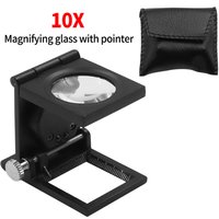 Probador de lino plegable 10X, Mini lupas de bolsillo de Metal, lupa de contador de hilo de tela