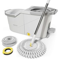 Newlux Fregona autoescurrible Turbo Dual V160 Blanco con Pedal, Doble depósito y 3 mopas Microfibra