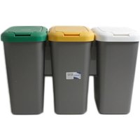 Tontarelli - Set de 3 Papeleras de Reciclaje para Orgánico, Vidrio y Plásticos - Contenedores de Clasificación de Residuos 77x32x47.5 cm para Hogar