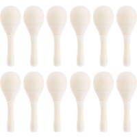 12 Uds Maracas de madera para adultos sonajeros de percusión manual Maracas agitador de Rumba de madera para adultos niños Maracas instrumento Musical