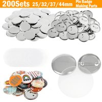 200 juegos de piezas para hacer botones de insignia de Pin de Metal, 25mm, 32mm, 37mm y 44mm, piezas de botones de insignia en blanco DIY para manualidades, hacer insignias