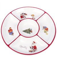 CM - Juego de Vajilla Cerámica de Navidad Menaje de Mesa Vajilla Navideña: Plato, Entremesera, Bandeja, Cuenco, cuchara, Tartera, Aceitera, Vinagrera, Saleros, Pimientero, Azucarero, Campana,,,