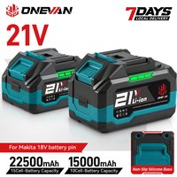 Batería de iones de litio ONEVAN de 22500mAh/15000mAh compatible con soplador, llave de impacto y herramientas eléctricas recargables para baterías Makita de 18V/21V.