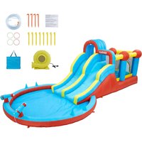 Castillo Inflable Garvee para Niños con Tobogán de Agua, Inflable Grande con Soplador, Área de Salto, Pistola de Agua, Piscina de Chapoteo, Tobogán para Exteriores, Brincolín para Niños para Juegos en