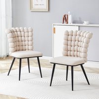 Anajqaqia Juego de 2 sillas de comedor con cadena de bolas de terciopelo, patas de metal negro, tumbonas modernas de lujo para comedor, sala de estar