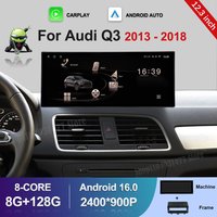 Reproductor multimedia de radio para coche con Android 16, Carplay inalámbrico, para Audi Q3 2013-2018, GPS, navegador, Bluetooth, pantalla HD ultrafina de 12.3 pulgadas