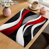 Manteles Individuales con Diseño de Olas en Rojo, Blanco y Negro, Protector de Mesa Antiarañazos, Manteles Decorativos para Apartamentos Modernos, Mesas Pequeñas de Bistro