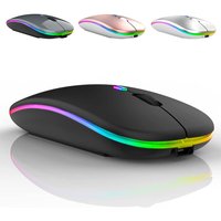 Ratón inalámbrico LED, recargable por USB, compatible con Bluetooth, RGB, silencioso, ergonómico, con retroiluminación, para ordenador portátil, PC y ipad