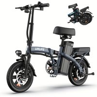 Bicicleta Eléctrica Plegable Compacta URLIFE F1L de 14 Pulgadas, Fácil de Guardar, Portátil, para Desplazamientos Diarios, Motor de 250W, 48V 7.5Ah, Carga Rápida, 40KM, Suspensión Hidráulica, Frenos