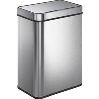 Cubo de basura con sensor de 50 L con tapa de cierre suave, cubo de basura automático de acero inoxidable para cocina, plateado