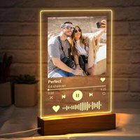 Placa de fotos de música Spotify acrílica personalizada con luz nocturna LED, marcos de fotos personalizados para regalo del Día de la madre, regalo personalizado para pareja