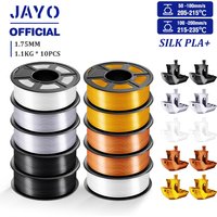 JAYO 10 rollos de filamento 3D PLA de seda de 1,75mm filamento de arcoíris PLA de seda para impresora 3D FDM materiales de impresión 3D duales y triples de seda