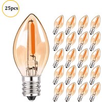 Bombillas LED Decorativas C7 para Lámparas de Araña, Base E12/E14, 0.5 Watts, Bombillas Pequeñas Tipo Vela para Fiestas, Mini Bombilla de Vidrio Ámbar 2200K