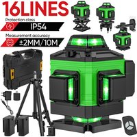 4D 16 Líneas 360 °   Niveles Láser Autonivelantes con Trípode, Herramienta de Nivelación Láser Profesional Horizontal y Vertical