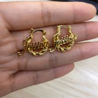 Pendientes Personalizados con Nombre, Mini Aros con Letra, 25mm, Acero Inoxidable Dorado, Joyería Infantil para Niñas y Mujeres, Regalo de Cumpleaños