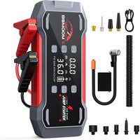 Fuente de alimentación de emergencia multifuncional 4 en 1 de 10000A con bomba de aire, arrancador de batería de coche portátil de 150PSL, adecuado para baterías de gasolina o diésel, luces de