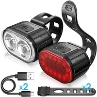 BUCKLOS-Juego de luces para bicicleta, luz trasera recargable, lámpara frontal, resistente al agua, faro trasero USB para bicicleta de montaña, Led, 1 unidad, piezas de ciclismo