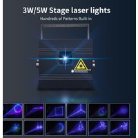 2 Proyectores Láser RGB a Todo Color de 3W 5W 30Kpps, Escáner ILDA DMX, Animación 3D, para DJ, Discoteca, Club, Festival, Espectáculo, 1 Par