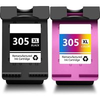 Compatible Cartuchos de tinta para hp 305 XL con DeskJet 2710 2720 2700 DeskJet Plus 4120 4100 4130 Envy 6000 6010 6020 6032 6055 Envy Pro 6400 6430 6432 Impresora(1 Negro y 1 color)