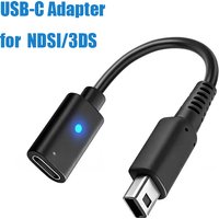 Adaptador de Carga USB-C Negro de 10CM con Indicador LED (Sin PD) para Consola de Juegos Nintendo DSI, 3DS