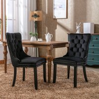 Juego de 2 sillas de comedor modernas de terciopelo, sillas de comedor tapizadas en terciopelo contemporáneo de madera maciza de alta gama para cocina