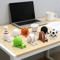 Figuras Coleccionables de Balones Deportivos Impresos en 3D: Balón de Fútbol, Béisbol, Baloncesto, Rugby, Bola de Boliche, Adornos de Escritorio, Regalos