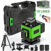 4D 16 Líneas 360 ° Niveles Láser Autonivelantes con Trípode y Maletín, Herramienta de Nivelación Láser Profesional Horizontal y Vertical