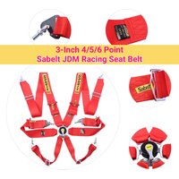 Arnés de Carreras JDM Sabelt Duradero. Cinturón de Seguridad de 3 Pulgadas y 4/5/6 Puntos, Fácil Instalación, Ajuste Universal. Sistema de Liberación Rápida Mejorado para Modificación de Automóviles