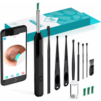 Otoscopio Digital con Cámara 1080P y Luz LED, Kit Limpiador de Oídos con 8 Accesorios, WiFi para iOS y Android, Recargable IP67