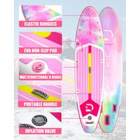 Tabla de Paddle Surf Inflable Impermeable Myboat DIXERO Rosa 11'x33'x6' para Adultos, Estilo de Pie, con Accesorios