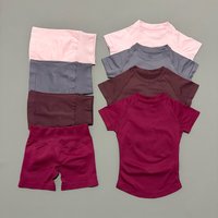 Conjuntos deportivos HISTELLO de 2 piezas, Top de Yoga sin costuras de manga corta, conjunto de Fitness para mujer, pantalones cortos deportivos para correr, traje de gimnasio