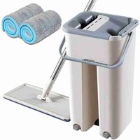 ALMALUX Set Fregona con Cubo Autolimpiante Escurridor 360° Mango Extensible 1,28m con 2 Mopas Microfibra Doble Drenaje Pro