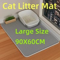 Alfombrilla para Gatos de Doble Capa, Impermeable y Antideslizante, 90x60 cm, Lavable, Retiene Arena, para la Higiene del Gato en el Hogar