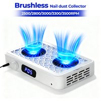 Aspiradora Turbo profesional, recolector de polvo de uñas sin escobillas, Extractor de polvo de uñas de succión fuerte de dos manos con ventiladores dobles
