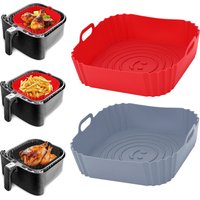 Freidoras de aire de silicona de 22cm, bandeja para horno, Pizza, pollo frito, cesta de silicona, accesorios reutilizables para revestimiento de sartén