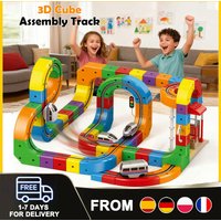 Set de Coches Magnéticos de Pista de 51/81/123 Piezas, Bloques de Construcción Multifuncionales con Hebilla, Coche de Pista que Inviola la Gravedad para Parques de Juegos DIY, para Jóvenes Ingenieros