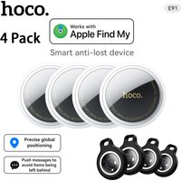 HOCO-Paquete de 4 dispositivos antipérdida, Airtags para sistema Apple IOS, localizador GPS, billetera, llavero, buscadores de mascotas con fundas protectoras