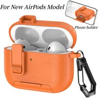 Funda corteza con soporte para teléfono para AirPods Pro 3, funda para auriculares Bluetooth para AirPods Pro 2 o AirPods 1, 2, 3, 4 Pro, con gancho