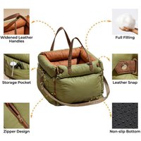 Cama de Viaje para Mascotas, Cama Portátil para Mascotas, Desmontable y Lavable, Asiento de Coche para Mascotas con Arnés para Perros, Gatos y Cachorros