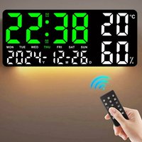 Reloj de pared Digital grande con luz ambiental de 7 colores, 2 alarmas, temperatura, humedad, fecha, reloj de mesa, temporizador de 12/24H, cuenta atrás, despertador LED
