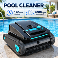 Robot Limpiafondos H2 con 120 Minutos de Autonomía para Piscinas de 2000 Pies Cuadrados Limpiador de Paredes y Líneas de Agua para Piscinas con Autoparqueo