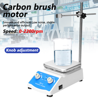 Agitador Magnético con Calefacción, Pantalla Digital, Termostático, Placa Calefactora de Laboratorio, Mezclador Magnético, Velocidad Ajustable 2200 RPM