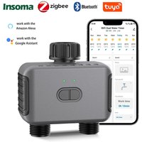 Temporizador de Riego Automático Zigbee/BT, Sistema de Riego de Jardín con Doble Manguera, Programador de Aspersores para Grifo, Compatible con Alexa, IPX5